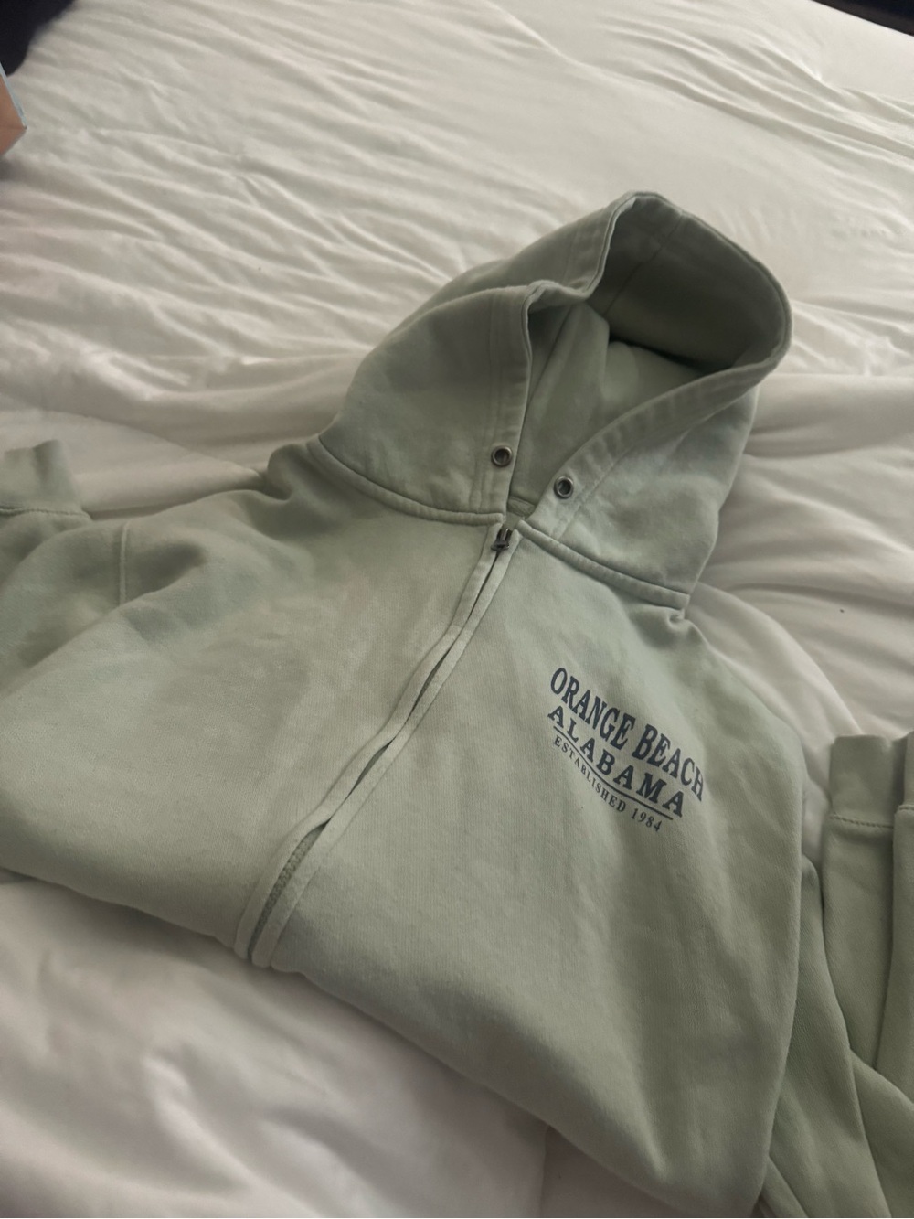 Orange Beach Alabama Light Sage Hoodie Jacket